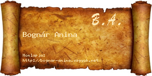 Bognár Anina névjegykártya